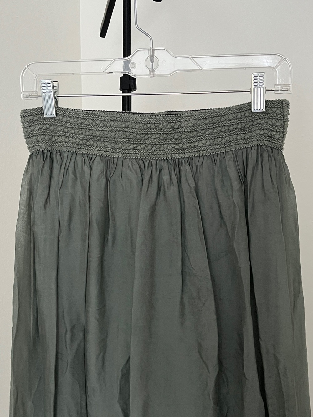 ✨ Belle France Silk Blend Olive Maxi Skirt | Made in Italy | Size M - Picture 5 of 11